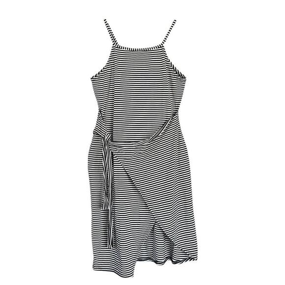 NOLLSOM Women XL Dress Sleeveless Striped Tank Midi Wrap Casual Cotton Stretch - Picture 2 of 9